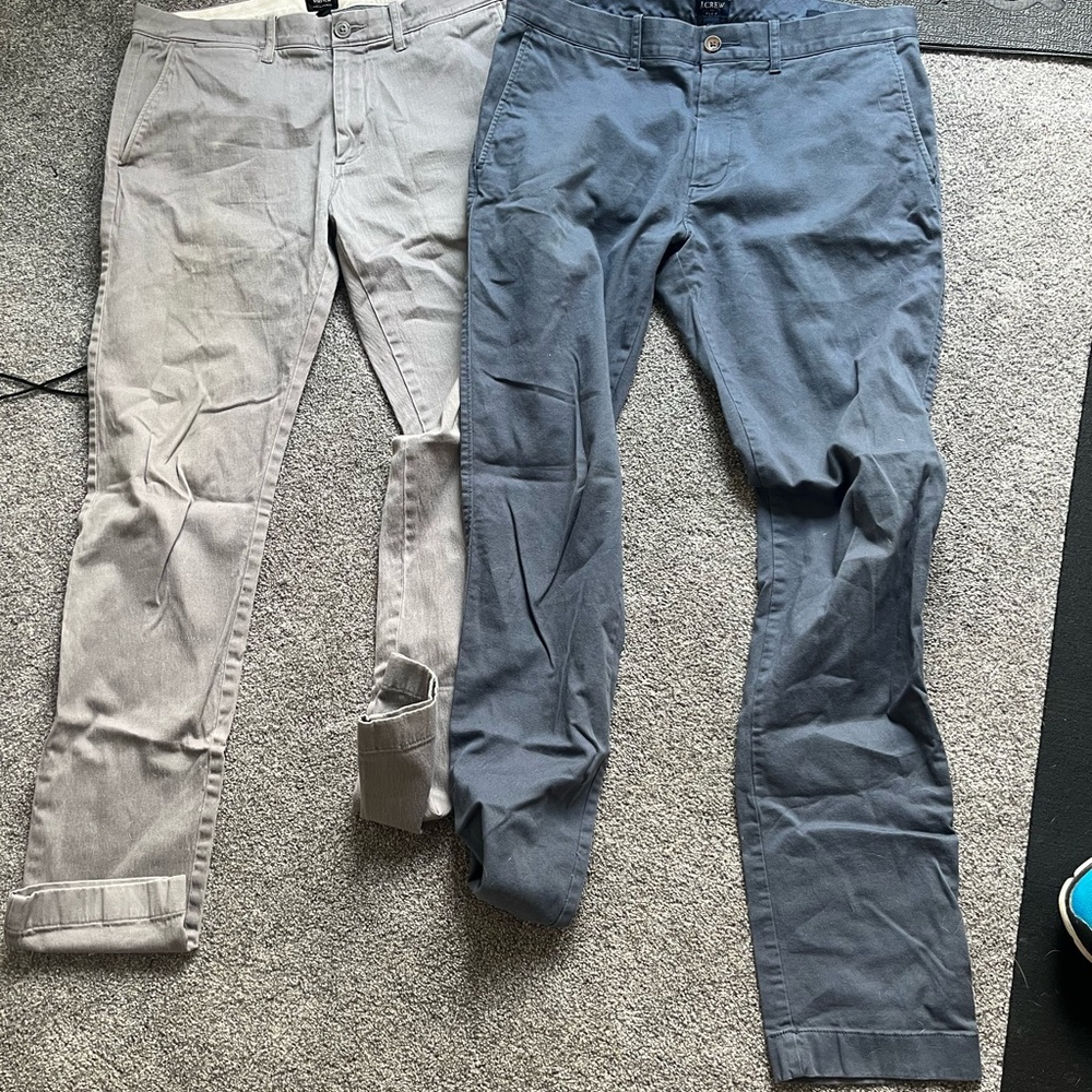 Two J. Crew men's Straight Leg slacks in khaki and Blue